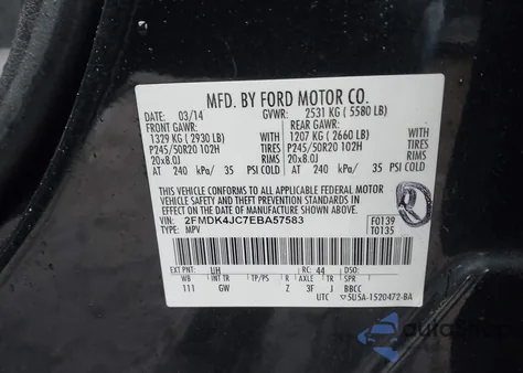 2014 Ford Edge Sel z USA, uszkodzony, nr VIN 2FMDK4JC7EBA57583